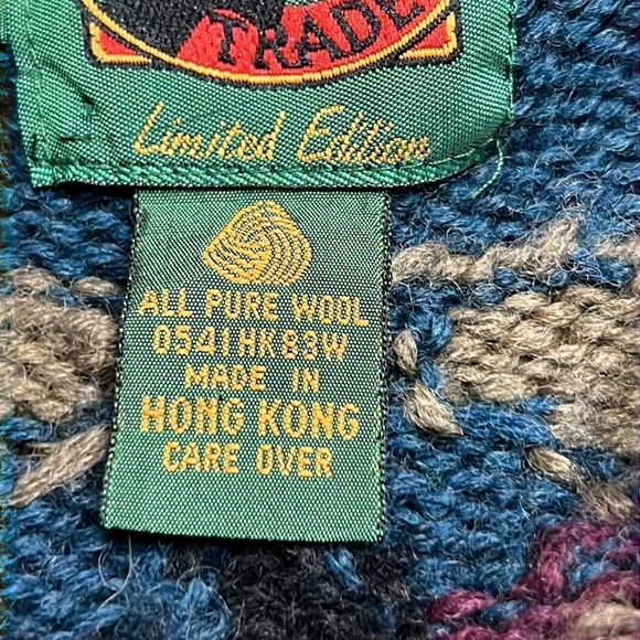 Vintage Boston Traders Hand knit Limited Ed Green Grandpa Cardigan Sweater Sz M - Picture 6 of 12